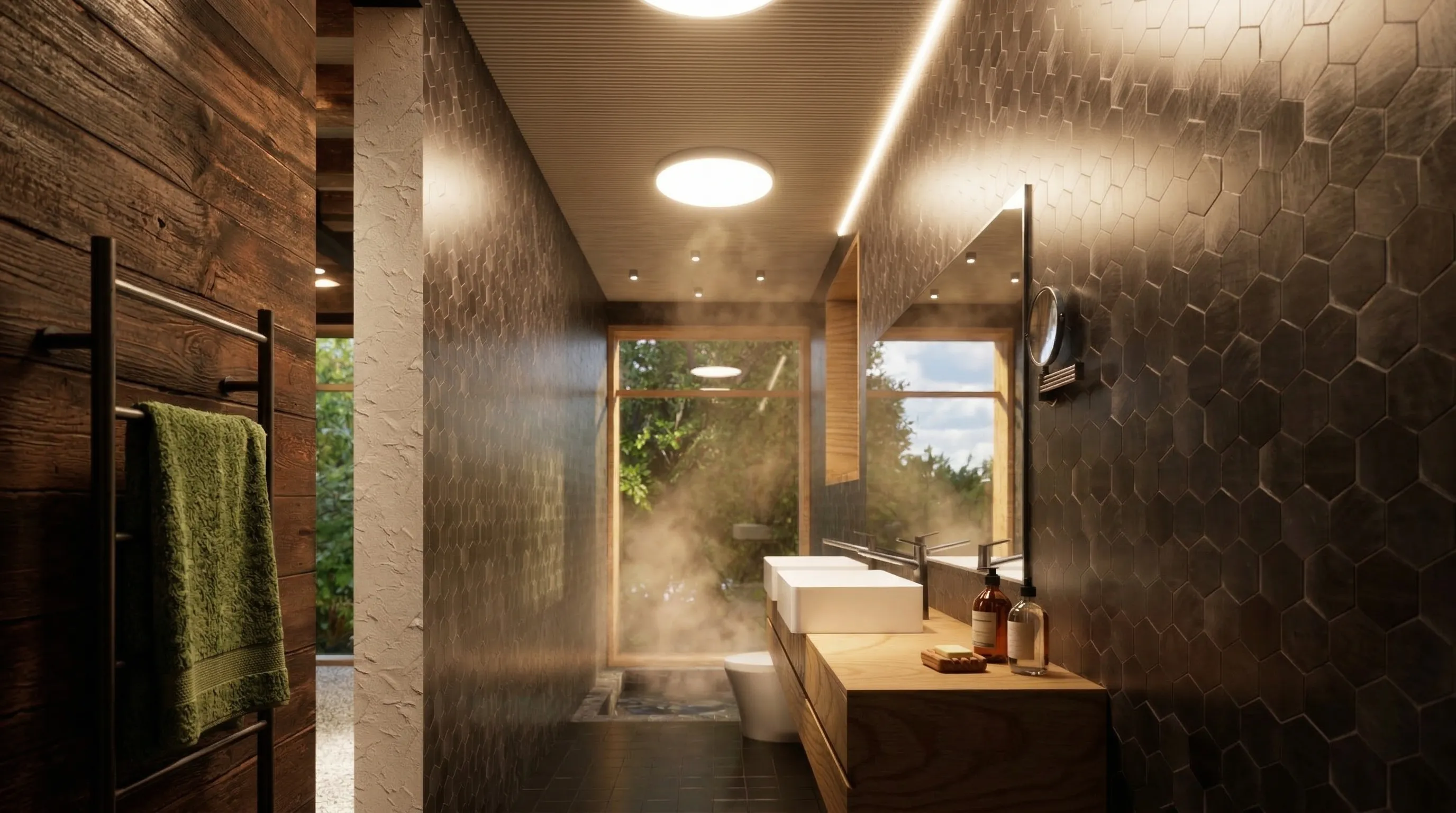 Render Baño de Casa Arancibia — PatagoniaBIM